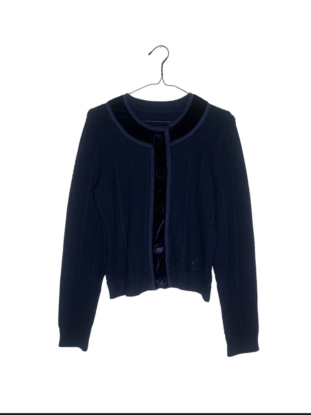 Classic Navy Button-Front Women’s Sweater Cardigan